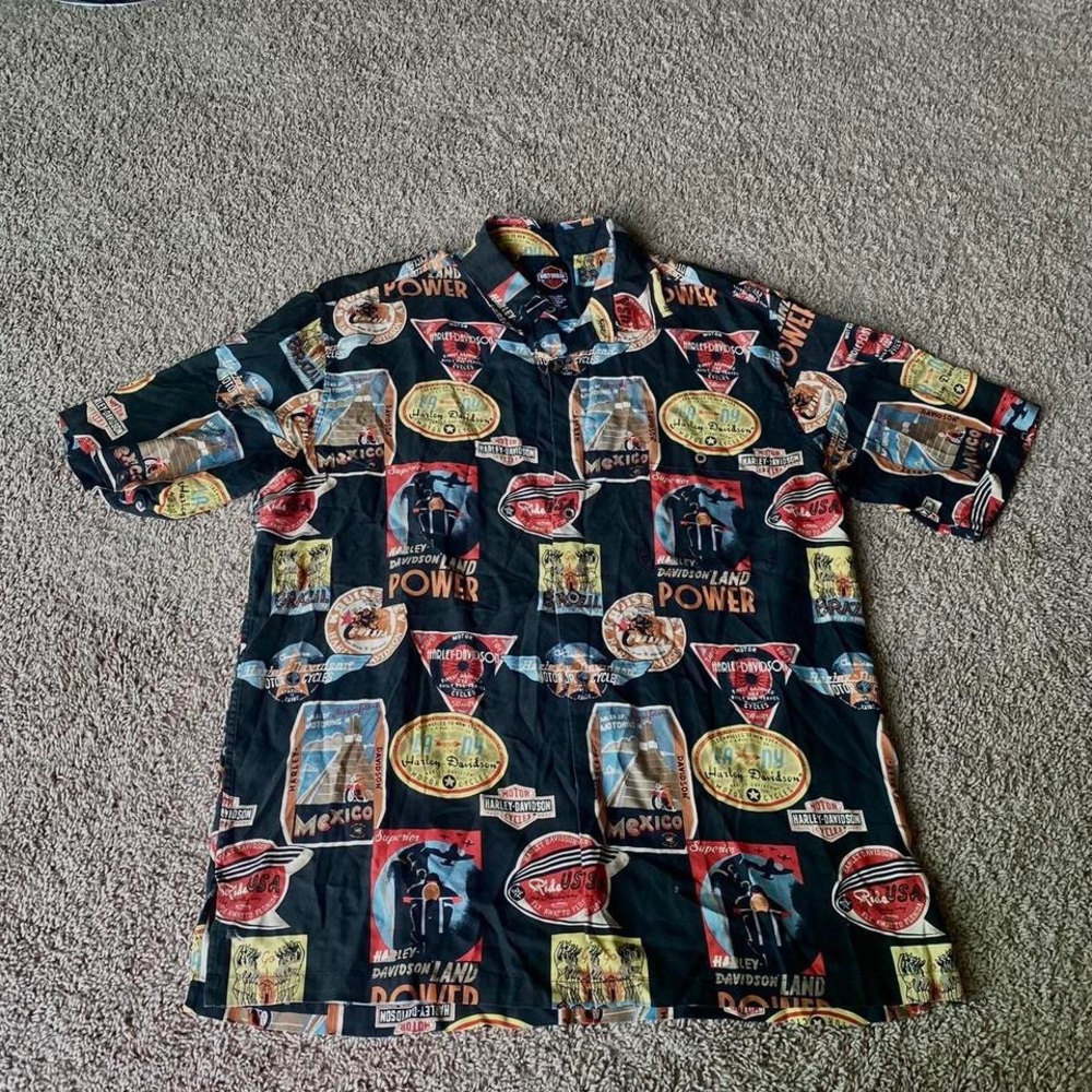 VINTAGE HARLEY DAVIDSON MOTORCYCLE MENS XL SHIRT BLACK ‼️
